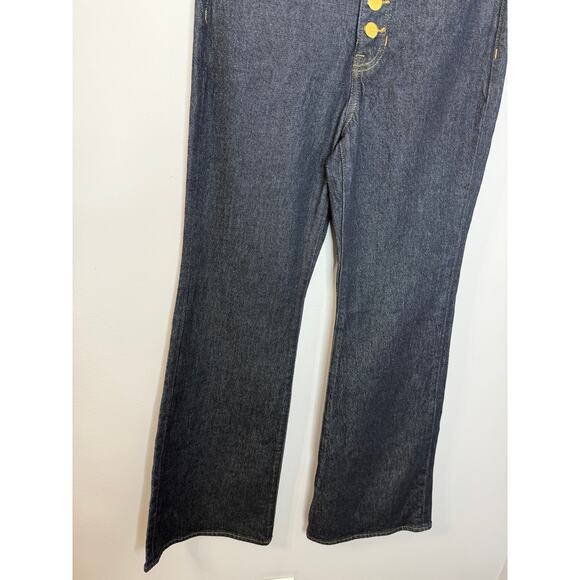 J. Crew High-rise Flare Wide Leg Jean Button fly Dark Wash Stretch Women's 24 - Picture 5 of 13